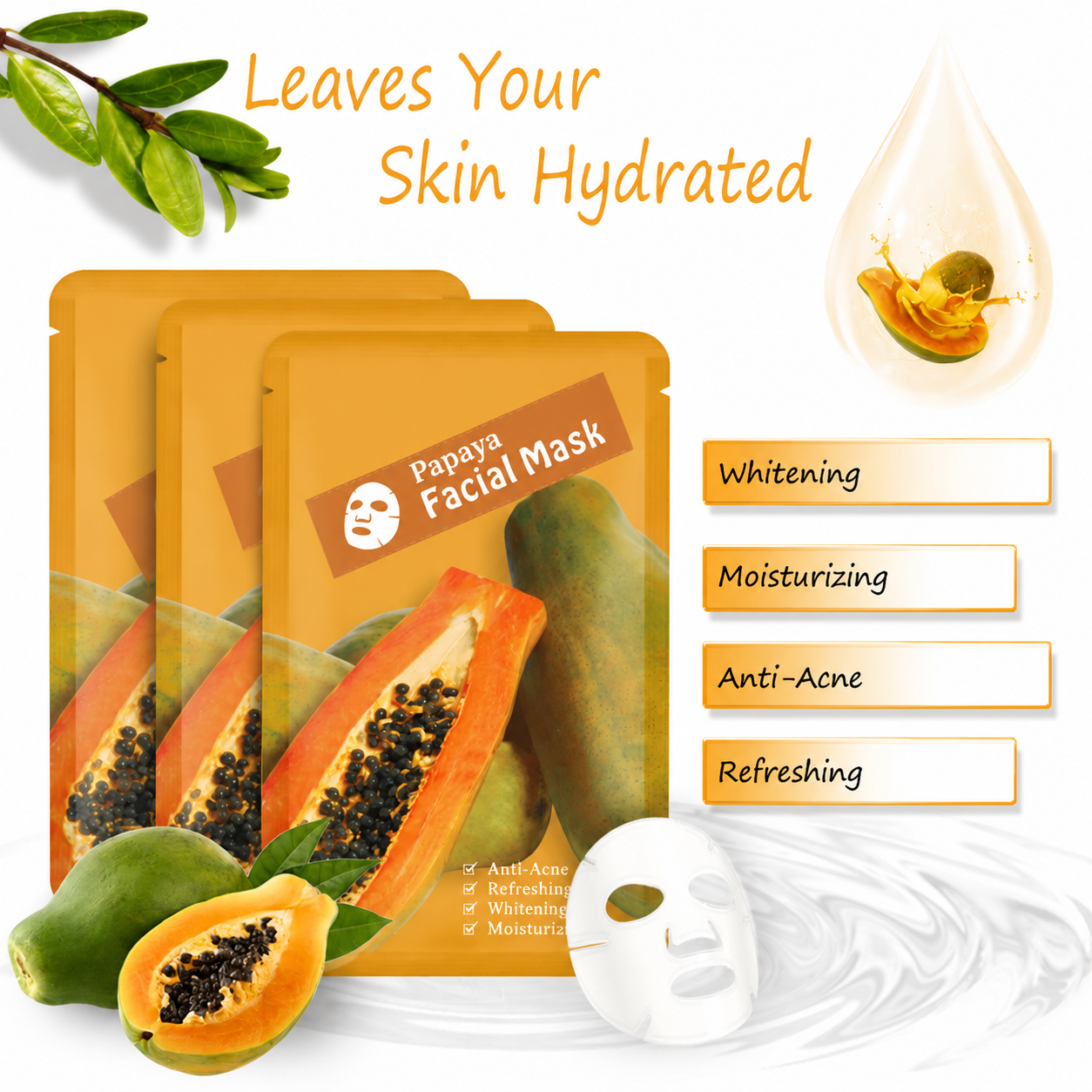 Mascarilla facial en lámina de papaya