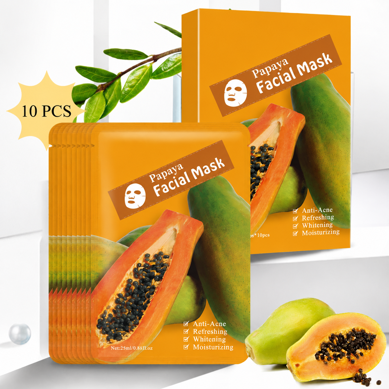 Mascarilla facial en lámina de papaya